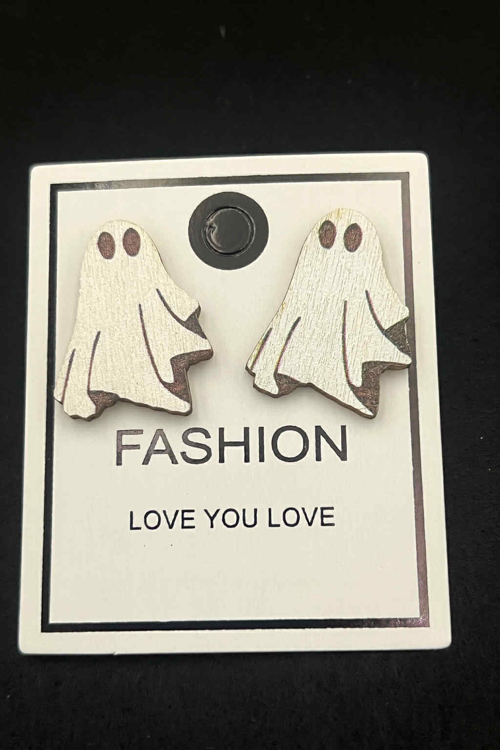Wooden Ghost Earrings