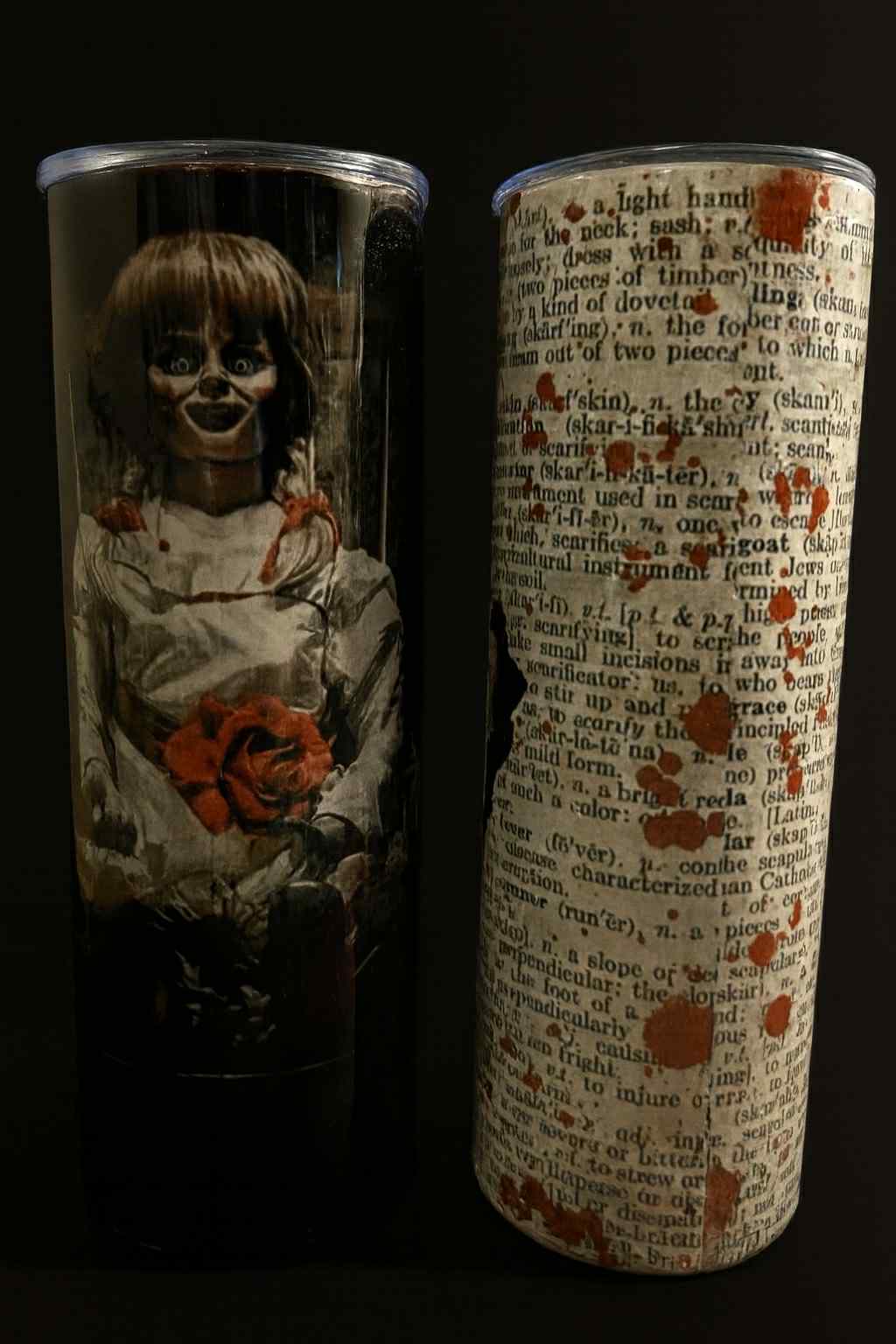 20oz Creepy Doll Tumbler + Straw