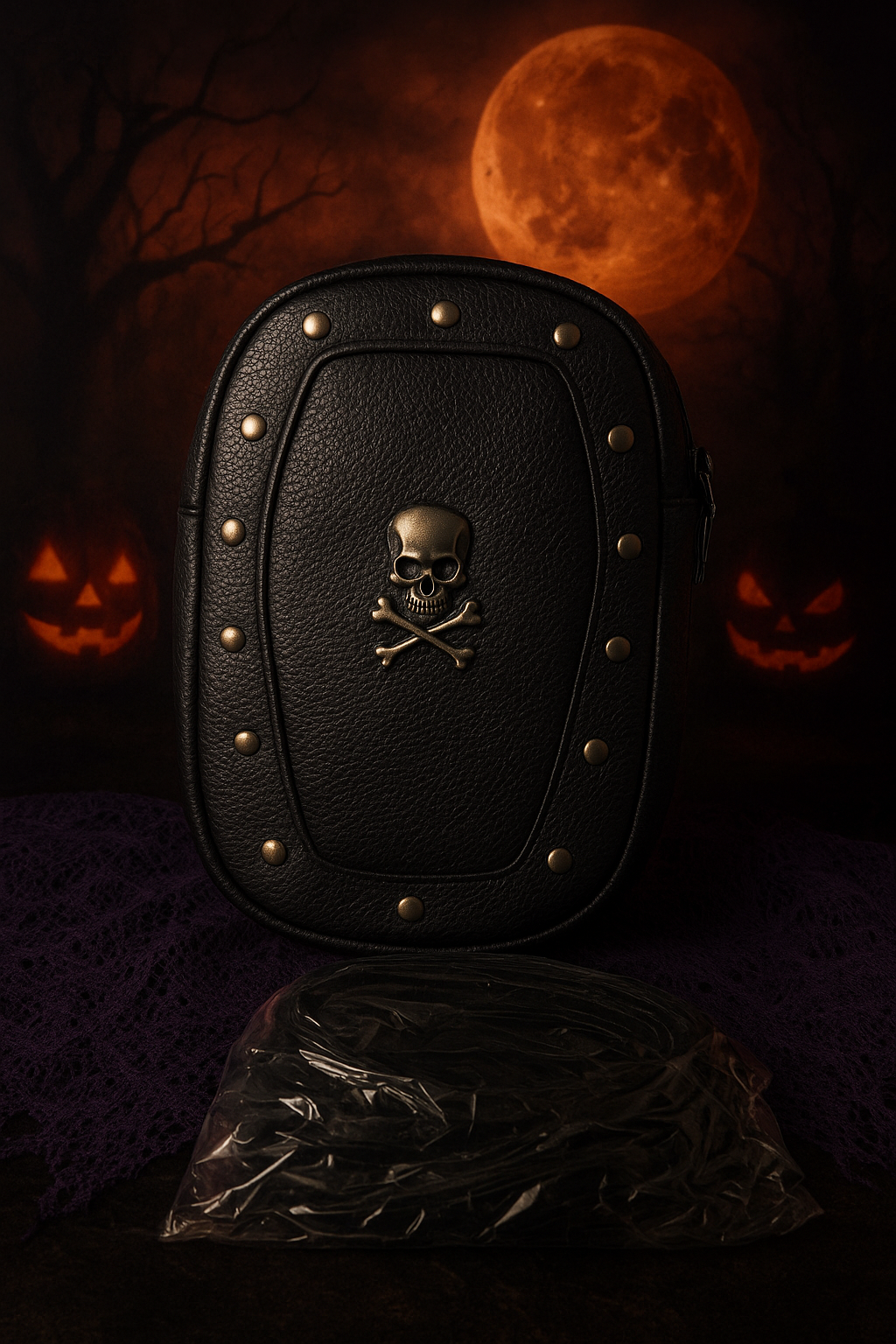 Medium Pu Leather Cross/Skull Backpack